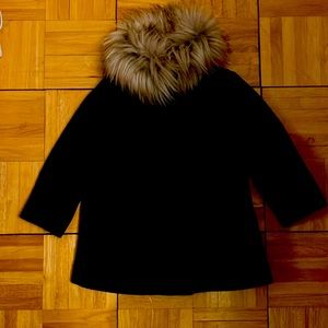 Elegant Crewcuts black wool coat with fur collar - perfect for the holidays!